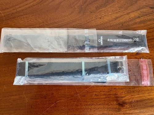 Two Genuine Omega Speedmaster black fabric straps - OEM 20mm brand new