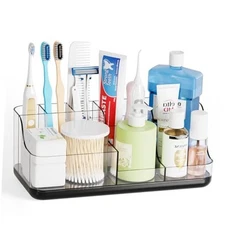  Black Mens Bathroom Organizer,Bathroom Sink Organizer Storage Rack Black+clear