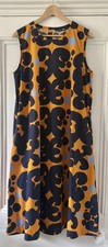 Marimekko X Uniqlo Women’s Orange Blue Print Sleeveless Midi Dress L UK 14 EU 42
