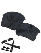 Black Replacement Lenses Rubber Kit Earsocks for-Oakley Flak Jacket XLJ OO9009