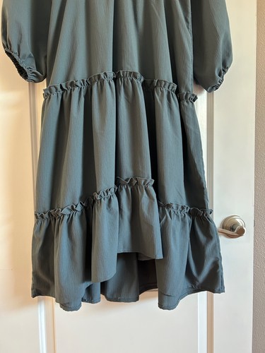 Joyfolie Mia Joy Girls 14 High Low Midi Dusty Blue Tiered Dress - Picture 3 of 5