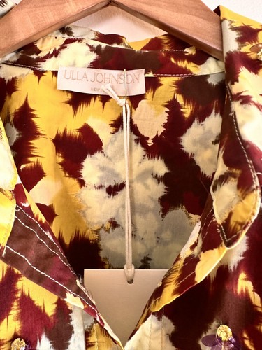 ULLA JOHNSON Aria Blusa abito camicia top stampa floreale perline 6 NUOVO NUOVO CON ETICHETTE $590 - Foto 4 di 13
