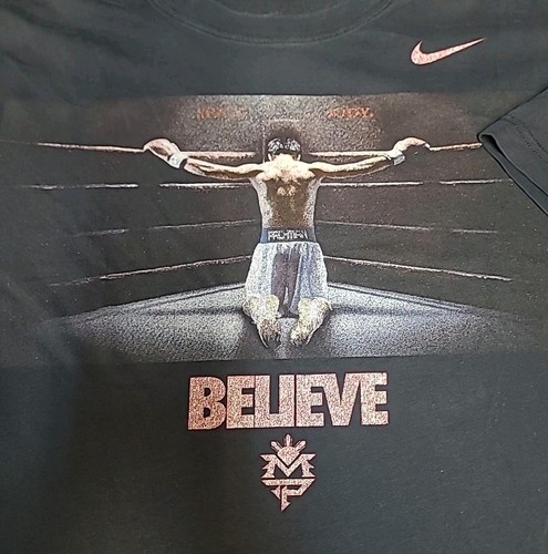 Mens Nike Manny Pacquiao Believe Dri Fit T Shirt Black Sz Xl Pre Owned - Picture 2 of 4