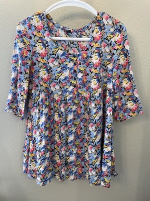 Free People Floral Top 2 Pockets Flowy Preppy Fairy Twee Coquette Rave Cottage