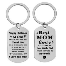 Best Mom Ever Keychain Silver Stainless Steel Birthday Gift Tag from Little Girl