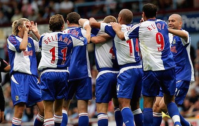 Robbie Savage of Blackburn Rovers celebrates with goalscorer Andy - 2005 Photo
