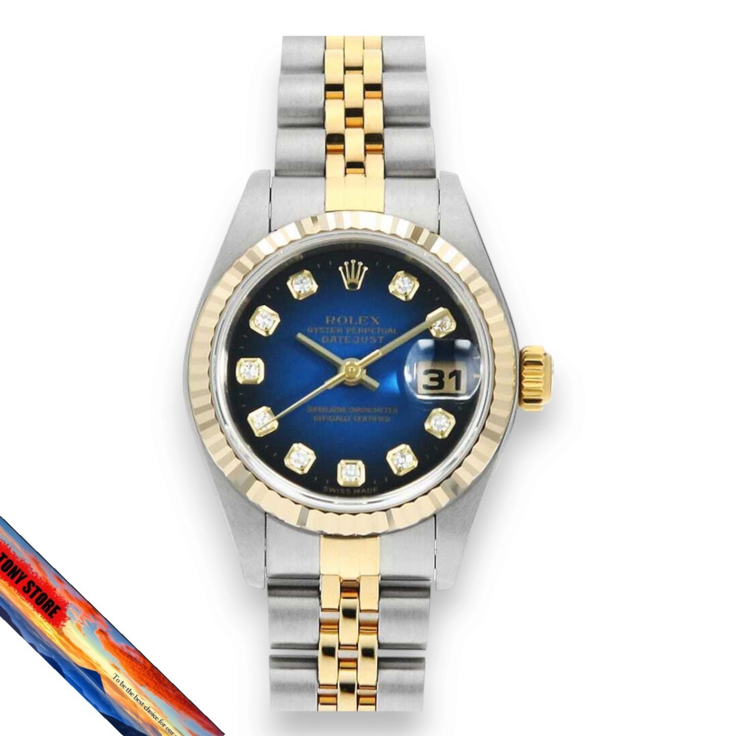 Rolex Datejust 79173G Diamond 10P Ladies Watch Blue Dial Stainless Steel