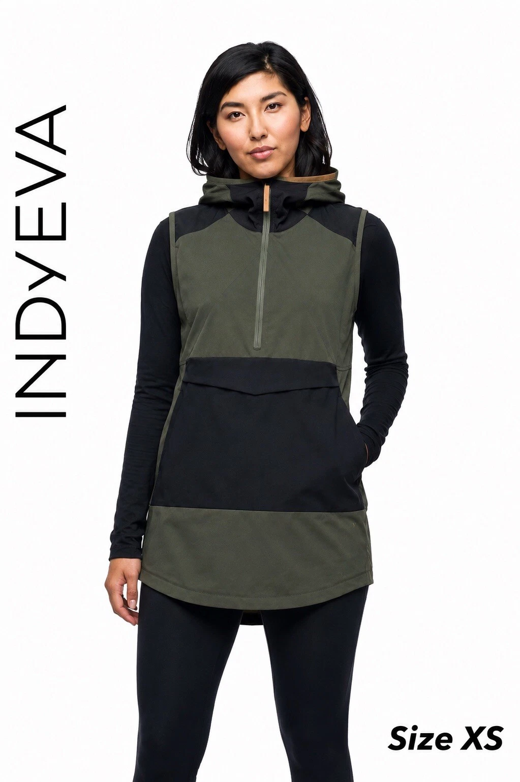 Indyeva (Indygena) Women’s Cangur 1/2 Zip Black Pullover Hooded Vest XS Outdoor