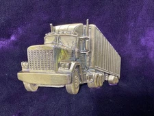 The Great American Buckle Co Semi Truck  3D Brass Belt Buckle Driver Thumbs Up