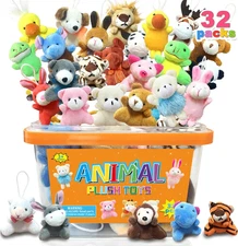 32Pcs Mini Plush Animals Toy Set Assortment Easter Christmas Bulk Stuffed Key...
