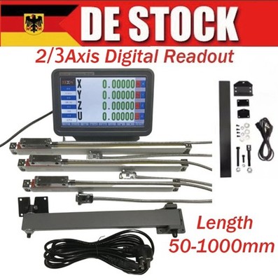 Einfach Einbau DRO Digitalanzeige 5µm Lineare Skala CNC 2/3 Achsen 50-1000mm DE
