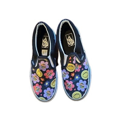 VANS Al Ip-On Floral and Happy Faces Slip On Shoes Unisex Kids Sz 3
