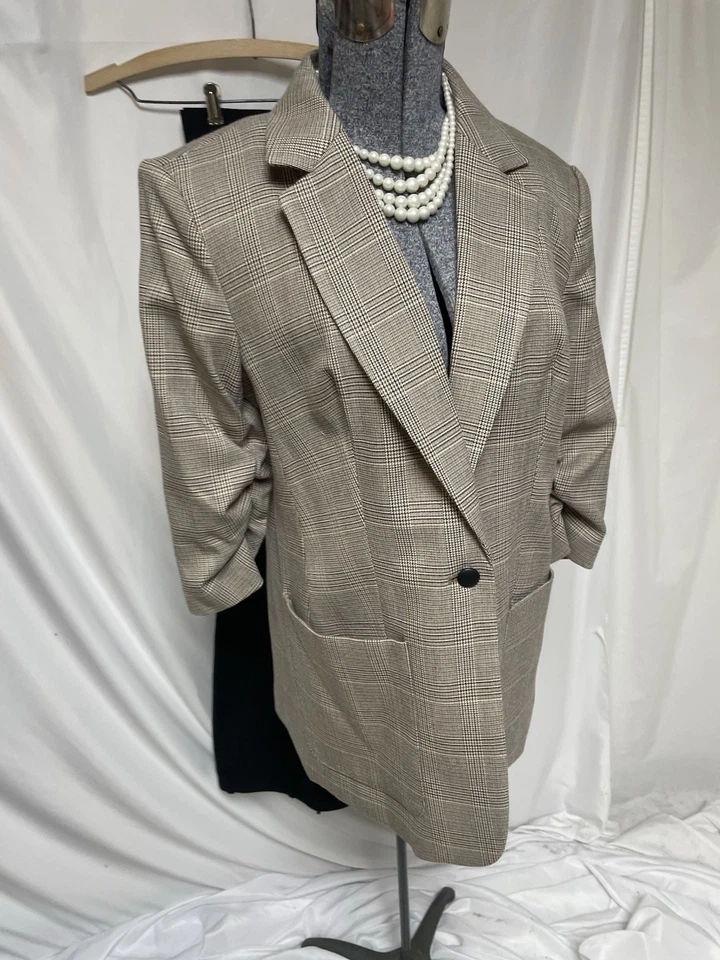 Nuevo Traje Pantalón Calvin Klein Talla 6 Conjunto de Dos Piezas Ajuste Moderno Pata de Gallo Cuadros Foto 4 de 4