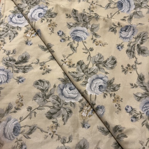Waverly Blue Roses On Yellow Lined Curtain Panel (1) Vintage Cottage Country - Picture 3 of 9