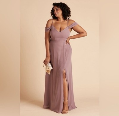 Birdy Grey DEVIN CONVERTIBLE DRESS CHIFFON DARK MAUVE NEW NWT CURVE 2X SLIT