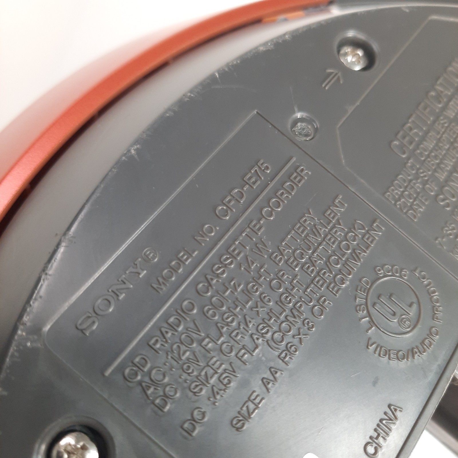 Sony Portable Boombox Copper Red Orange CD Player AM/FM Radio Cassette CFD-E75