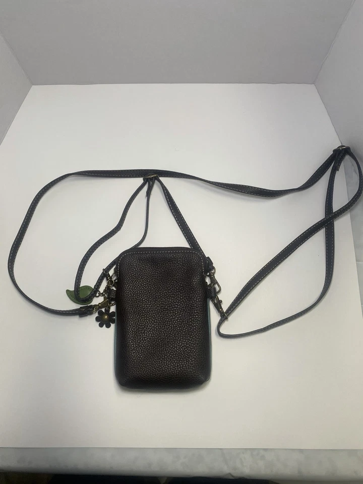 Monedero bandolera Chala! ¡FLOR! ¡Soporte para teléfono celular! Azul/Turquesa Foto 3 de 4