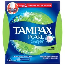 Tampax Pearl Compak Tampons Super Medium 18 Count