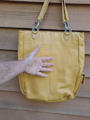 Genuine Dimple Yellow Leather Super Duty BOBO BAG Large/Deep Handbag   Shopper 