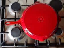 Le Creuset Griddle Skillet Frying Pan 10'' (26 cm) Red Cast Iron (D5)