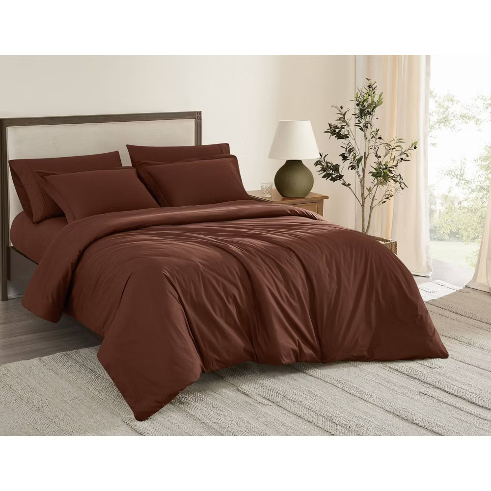 Brooklyn Loom TwinTwin XL Solid Percale Duvet Cover Set Brown 6390₽