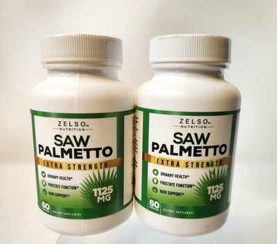 2 Pack Saw Palmetto Extra Strength 1125mg, 60 Capsules Each, Prostate Supplement