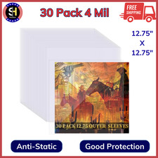30 Pack Vinyl Sleeves 12.75" X 12.75" Vinyl Record Sleeve Clear Plastic Outer