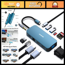 11-in-1 USB C Hub Docking Station, Triple Display, Dual HDMI, VGA, 3 USB 3.0, Et
