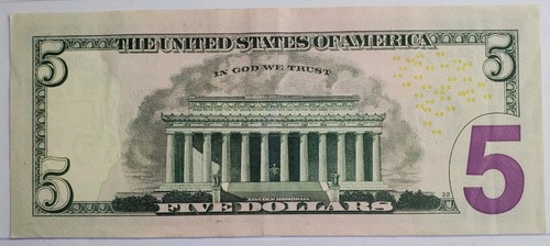 LUCKY 999 Five Of A Kind 9s $5 Five Dollar With Minor Insufficient Ink Error - Picture 4 of 4