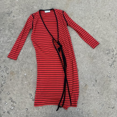 Rare early 70s/80s DVF Diane Von Furstenberg Red Black Striped Knit wrap dress 4