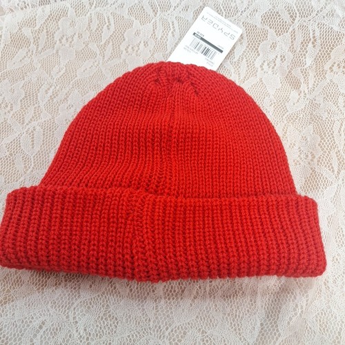 New Spyder - Men's Cuffed Rib Beanie Winter Ski Hat Red With Grey Logo W/ Tags - Picture 4 of 7