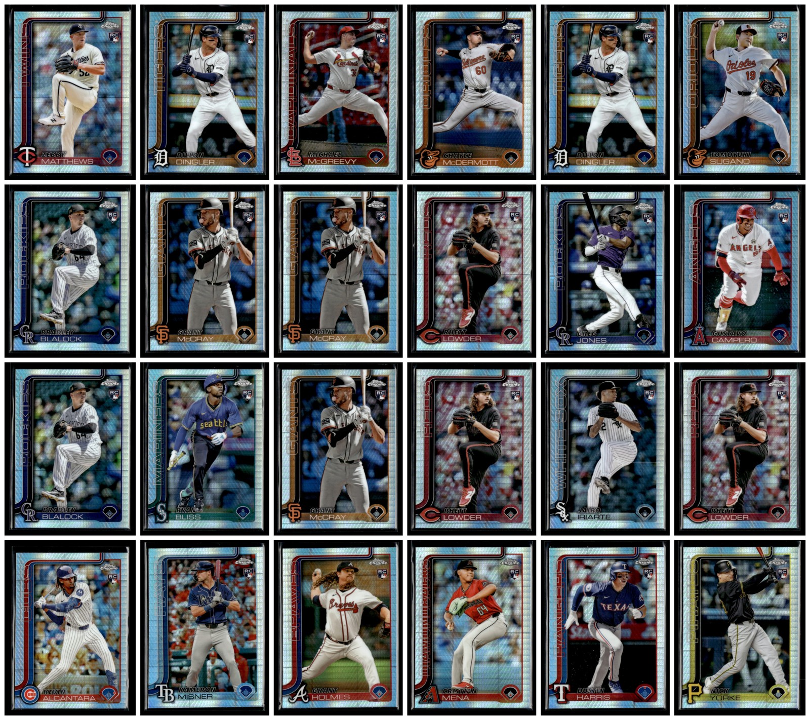 Bradley Blalock Tomoyuki Sugano 2025 Topps Chrome RC Prism 24 Cards Lots