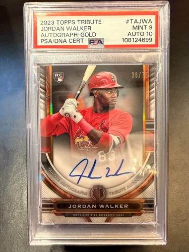 2023 Topps Tribute Jordan Walker AUTO RC Gold /75 PSA 9 AUTO 10 POP 1