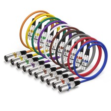 XLR Cable 2ft 10 Pack 3 Pins Balanced XLR Microphone Cable Male to Female Sui...