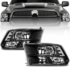 Fits 2009-2018 Dodge Ram 1500 2500 3500 Pair Headlights Assembly W Quad Lamp