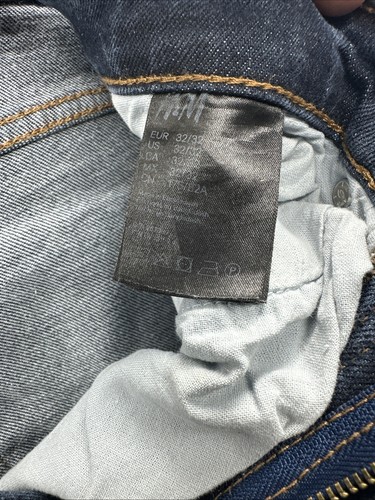 H&M Men Blue Denim Skinny Jeans Size 32 Tapered Regular Stretch Zip Fly W32 L32 - Picture 9 of 9