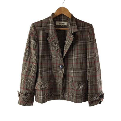 Pierre Cardin jacket, glen check pattern, lame wool, faux pockets, shoulder ...