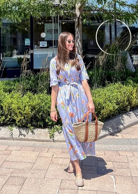 ZARA NEW SS24 FLORAL PRINT DRESS ZW COLLECTION BLUE | 2183