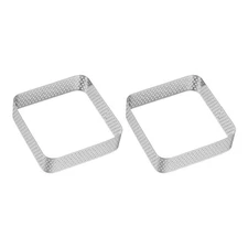 2pcs Perforated Cake Rings 2.36" Stainless Steel Square Tartlet Ring