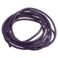 PATIKIL Round Braided Leather Cord, 3mm 2.2Yards, Dark Purple