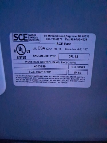 Saginaw SCE-604818FSD IEC 60529 Industrial Control Panel Enclosure Type 3R, 12 - Picture 3 of 8