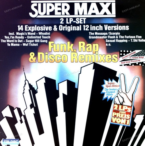 Various - Super Maxi (Funk, Rap & Disco Remixes) 2LP Coloured Vinyl (VG) . - Picture 1 of 1