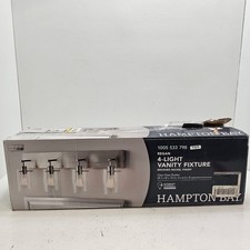Hampton Bay Regan 4-Light Vanity Fixture Brushed Nickel Clear Glass Shades