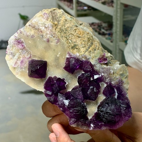 1.51LB Rare natural transparent purple cubic fluorite crystal sample/China - Picture 4 of 17