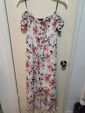Forever 21 juniors medium floral off the shoulder hi lo sundress