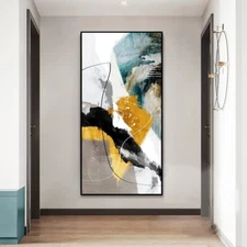Hand-painted Abstract Oil Painting Gold Foil Handmade Artworks Wall Art