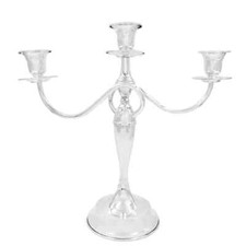 Candélabre Argent Massif 925 avec Trois Flames Croisés