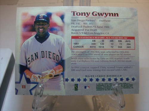 1997 Topps Stars #11 - Tony Gwynn - San Diego Padres   97-340 - Picture 2 of 2