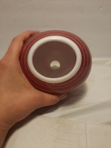 Murano Art Glass Vase Cased Blown Red Aventurine Candy Cane Fratelli Toso Style - Picture 6 of 12