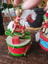 Vintage Christmas Miniature Wood Toy Rocking Horse Music Box Jingle Bells